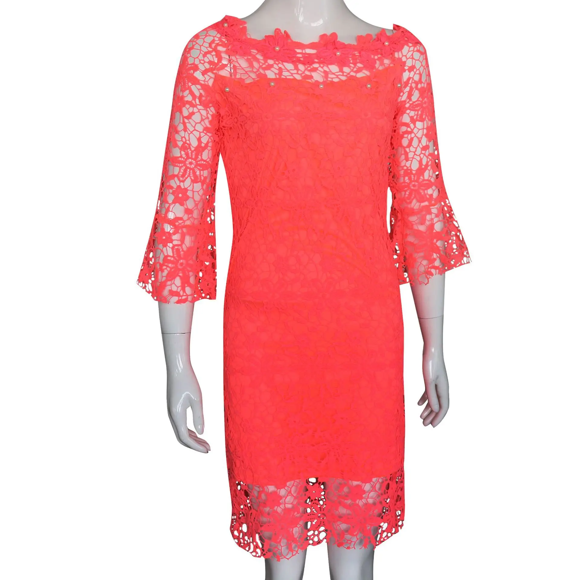 rose Red Женское кружевное платье с вырезом лодочкой, с отстрочкой, с открытыми плечами, женское облегающее платье, осень, женские вечерние платья миди для клуба-85 - Цвет: rose Red
