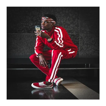 

Men Sweat Suit Set Striped Tracksuit ropa hombre polyester zipper jacket & pockets sweatpants jogging homme 2 Piece men sets rop