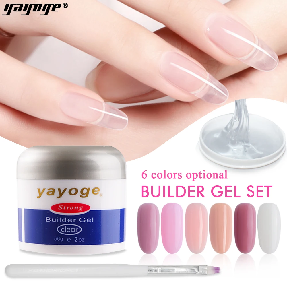 Yayoge Builder Gel Set For Nail Extensions Manicure Set Nail Extend Gel UV LED Gel Polish Nail Forms Tips For Nail Art 56ml