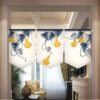 

Chinese Triangle Flag Curtain Window Partition Kitchen Bedroom Study Decorative Fengshui Hanging Half Short Hanging Curtains