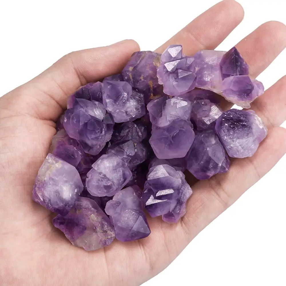 

TUMBEELLUWA 1lb(460g) Purple Crystal Quartz Stone Healing Stone Garden Decoration Garden Stone