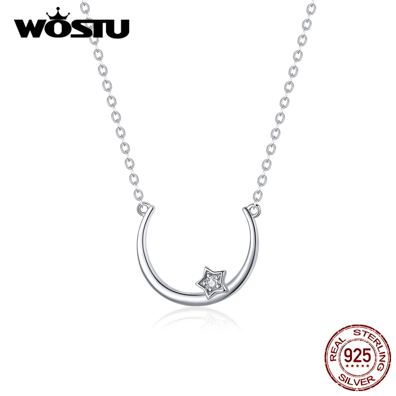 WOSTU Новое поступление 925 пробы Серебряное Элегантное ожерелье со звездой Длинная цепочка для женщин обручальное модное ювелирное изделие CQN382