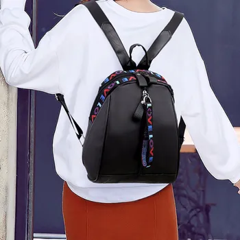 

Women Oxford Cloth Backpacks Wild Fashion Casual Student Bag Travel Backpack Solid Color Zipper Shoulder Bags