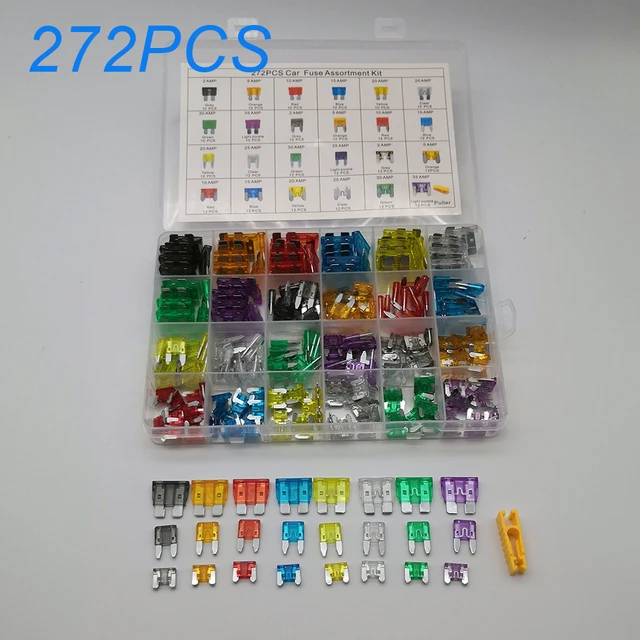 272PCS Auto Sicherungen 2A 3A 5A 10A 15A 20A 25A 30A 35A Amp mit Box Clip  Sortiment Auto Klinge typ Sicherung Set Lkw - AliExpress