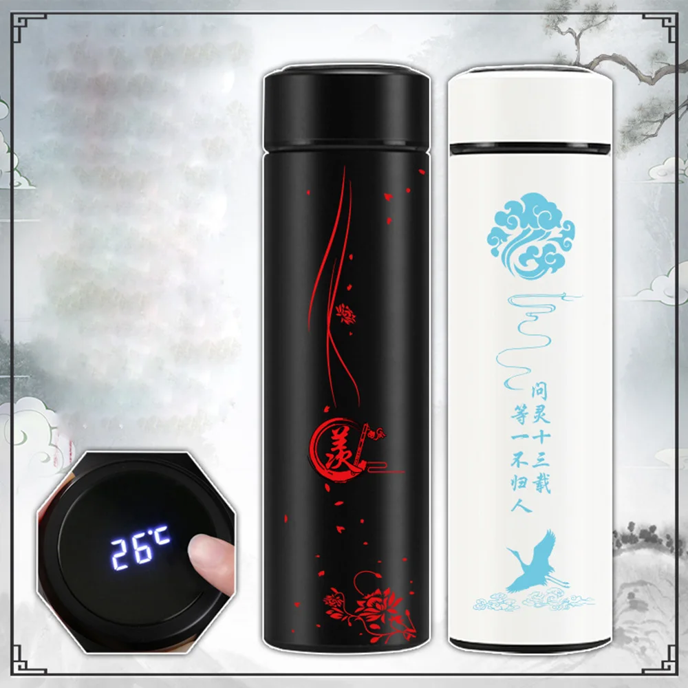 500 мл 304 нержавеющая сталь чашка для воды мультфильм аниме Вакуумная чашка бутылка для воды интеллектуальный температурный дисплей сохраняет тепло кружка