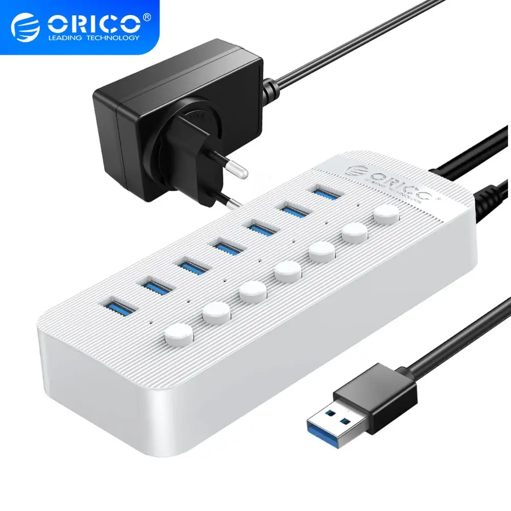 Usb-3.0 HUB Charger Power-Adapter ORICO 7-Ports Desktop with Individual-On/Off-Switches