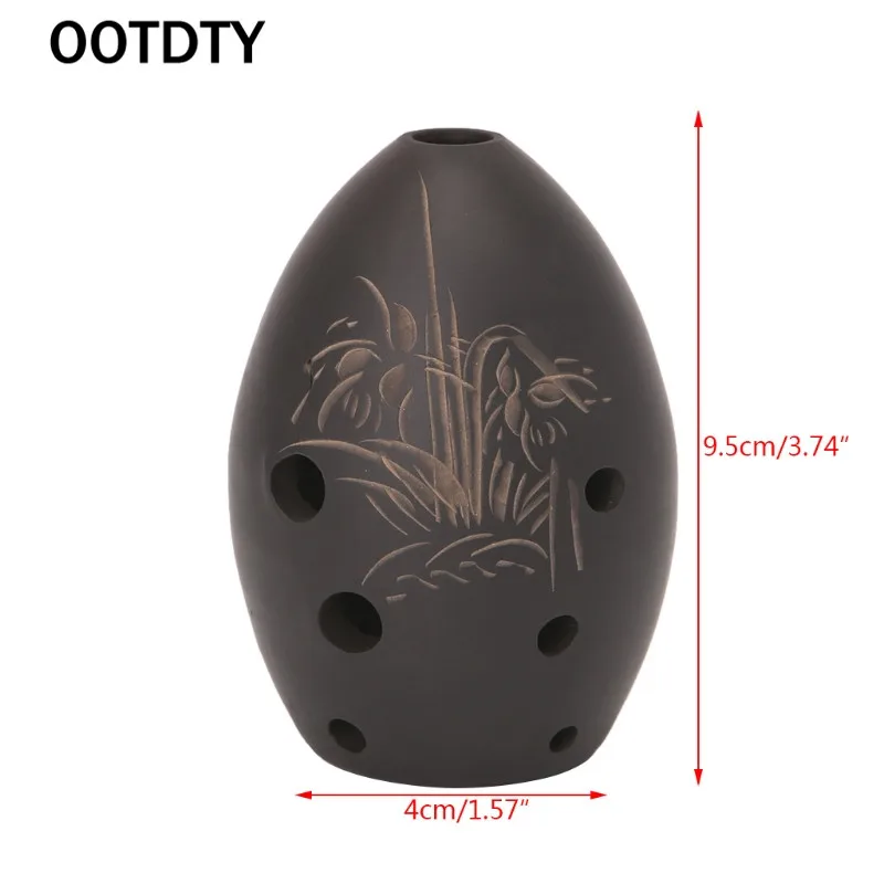 OOTDTY 8 Holes Ocarina Black Clay Xun Musical Instrument For Children Beginner Gift