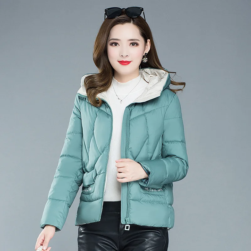 

Hooded Warm Cotton Coat 2019 Winter New Style Korean-style Short Simple Fashion Commuting Versatile Cotton-padded Clothes