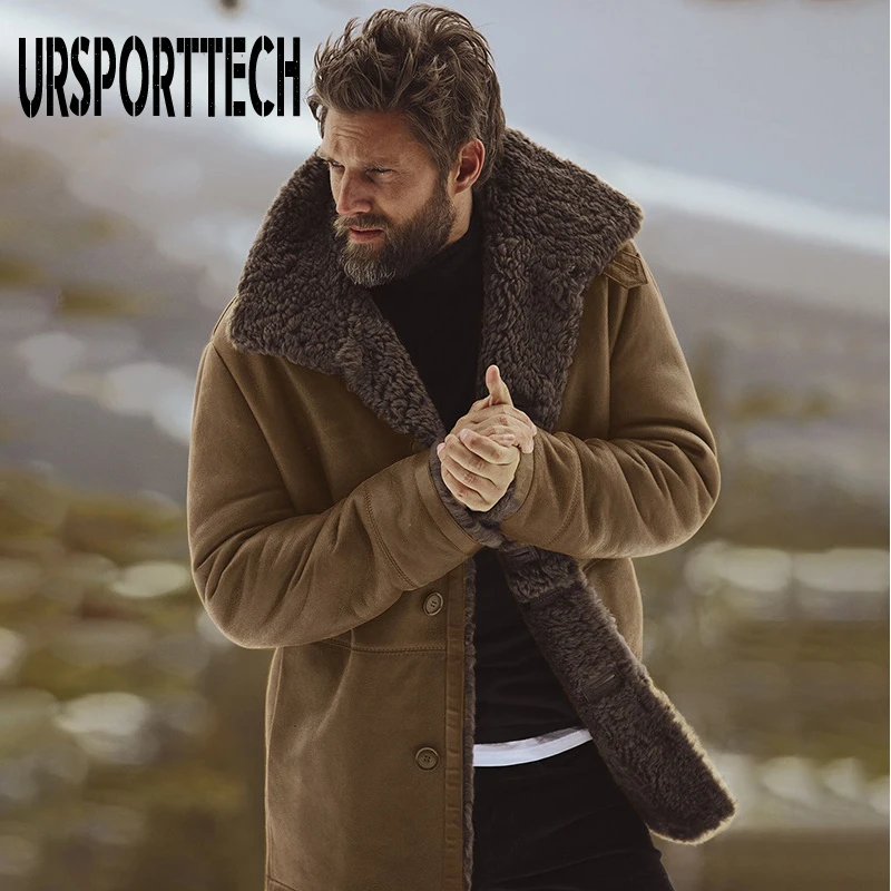 URSPORTTECH зимняя куртка, Мужское пальто, однотонная Повседневная теплая Вельветовая куртка, зимнее пальто, Мужская одежда, мужская зимняя парка размера плюс M-3XL