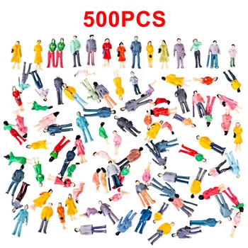 

500Pcs 1:100 HO Scale Miniature Figures Model For Train Railway Sand Table Miniatures Landscape Decor - Colorful (Random Type)