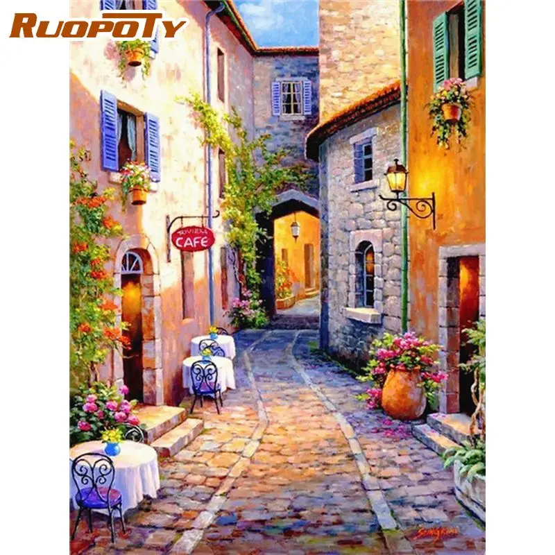 RUOPOTY Flower Store Painting By Numbers For Adults HandPainted Great Paints Framed Diy Gift Home Decor Drawing Pictures | Дом и сад