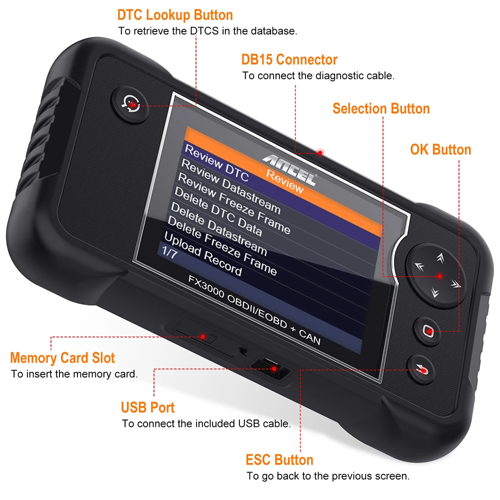 Ancel FX3000 OBD2 автомобильный диагностический инструмент ABS масло сервис BMS EPB SAS Сброс OBD2 сканер Профессиональный Автомобильный сканер бесплатное обновление