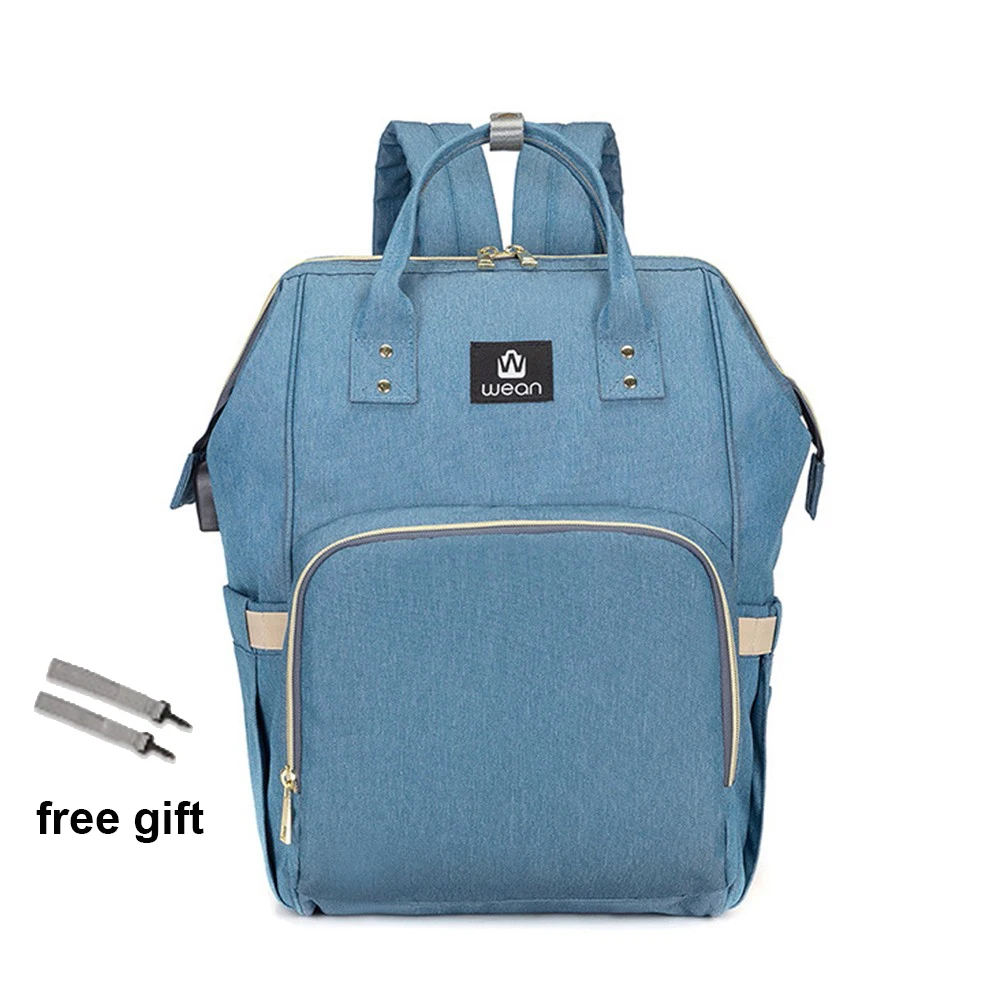 cowboy blue Сумка для подгузников, коляска с крючком, USB детские сумки, рюкзак, сумка для подгузников, водонепроницаемая сумка для беременных, дорожная сумка для кормления, сумка для детской коляски - Цвет: cowboy blue