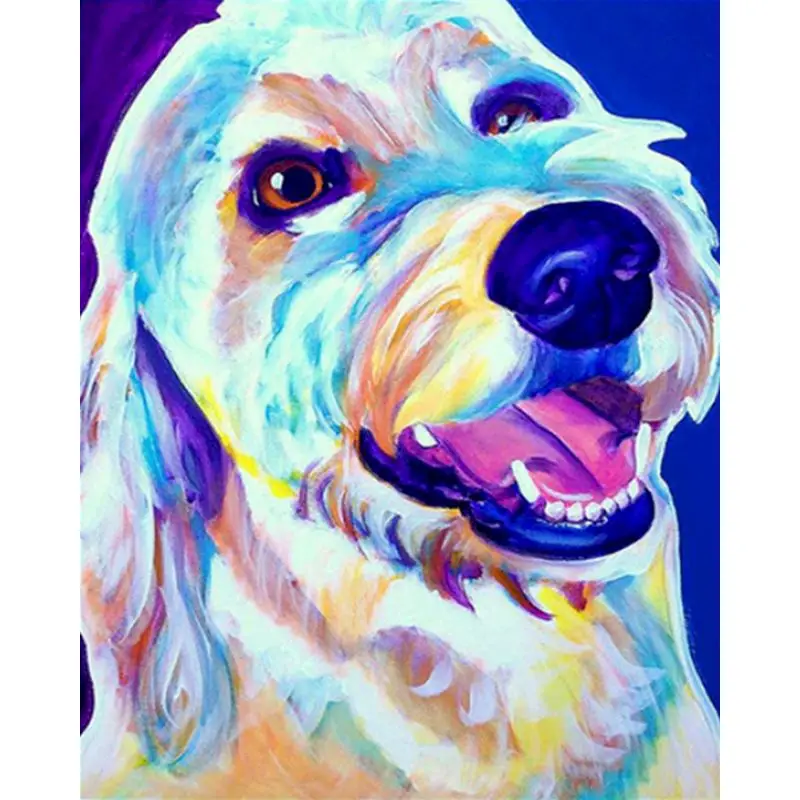 

RUOPOTY Framed Pictures By Number Abstract color dog Gift DIY Oil By Numbers Acrylic Paint Abstract Modern Wall Art Canvas