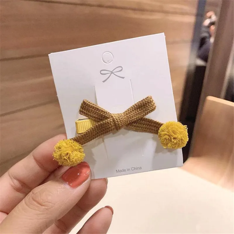 ginger 5 шт./лот, новинка, однотонные заколки для волос с бантом, помпоны, заколки для волос ручной работы с бантом, модный головной убор, аксессуары для волос принцессы - Цвет: ginger