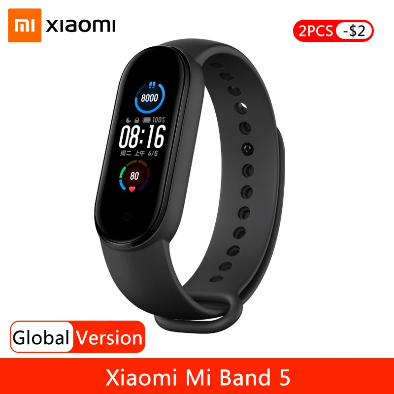 Xiaomi Mi Band 5 Smart Bracelet 4 Color AMOLED Screen Miband 6 Heart Rate Monitor Fitness Smartwatch Waterproof Sport Wristbands