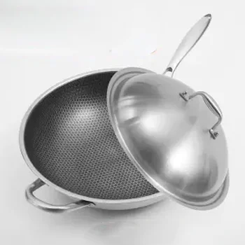 

Stainless Steel Wok Non-stick Pan Handle Household Non-oily Smoke and Non-coated Pan Wok Frying Pan Non Stick Wok Cookware