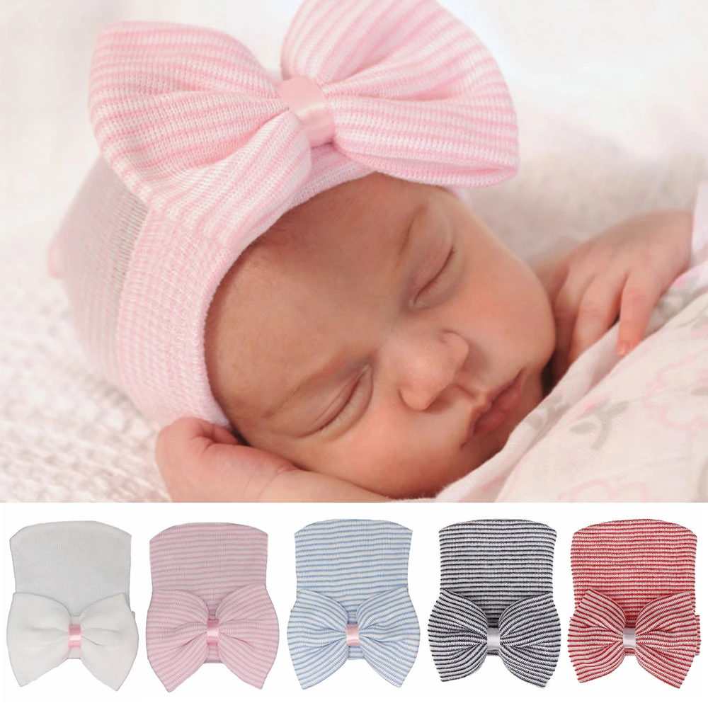 Newborn Baby Hats Hospital Newborn Hat Bow Hospital Turban Hats