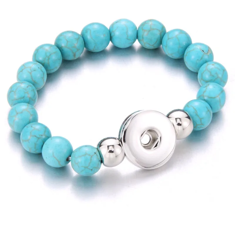 

Snap Jewelry Men Bracelet Handmade Beaded Snap Bracelets Fit 18mm Snap Button Jewelry Natural Stone Beads Bracelet Bangles
