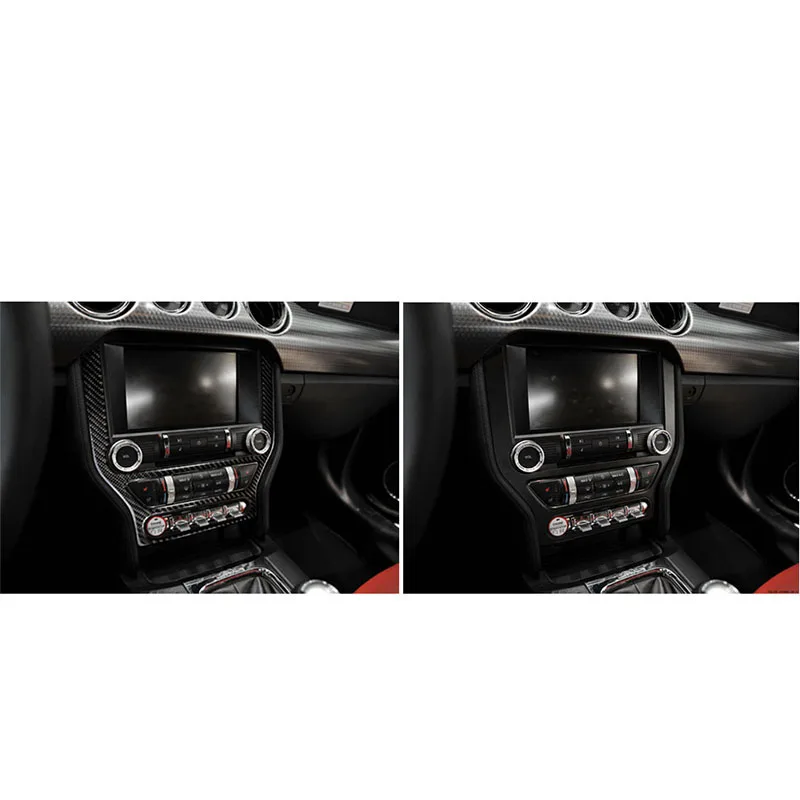 Для Ford Mustang карбоновое волокно центральный контроль кондиционер CD панель Крышка отделка наклейка автомобиль Стайлинг- аксессуары