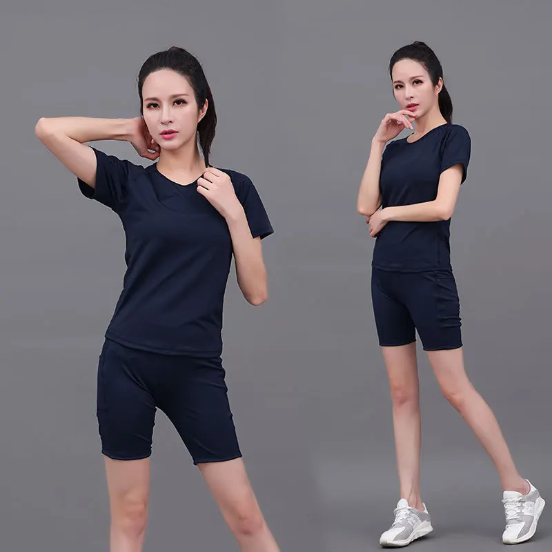 

2018 Fitness Suit Women's Spring New Style Gym Large Size Yoga Sports Set Solid Color Tight-Fit Short Three-piece Set