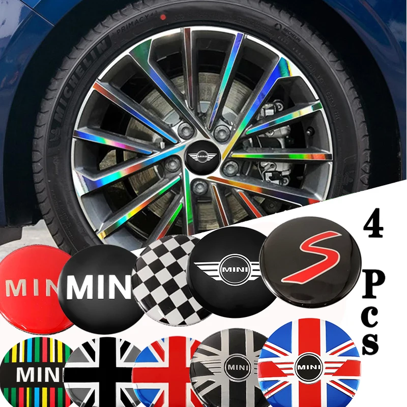 4Pcs 56mm Car Wheel Center Hub Cap Badge Stickers Decals Accessories For Mini Cooper Fridge Drone R60 R61 F54 F55 F56 F57 F60 | Автомобили