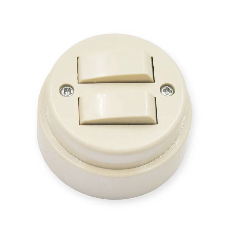 

10pcs Home Improvement Retro Old Push Button Switch Surface Mount Single Dual Control Wall Light Switch 10A250V Free Shipping