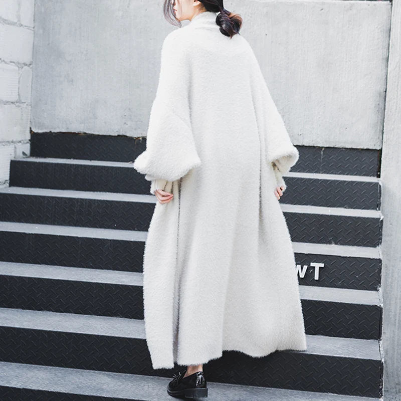 

Winter Faux Sable Hair Cardigan Female Sweater For Women Batwing Sleeve Loose Big Size Thick Sweaters Jumper Clothes