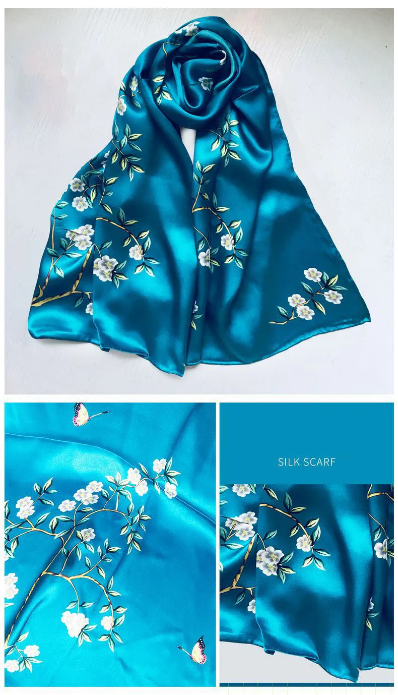 DANKEYISI женский шелковый шарф женский модный цветочный принт Длинные шарфы женские Utralong пляжная шаль Хиджаб шарфы