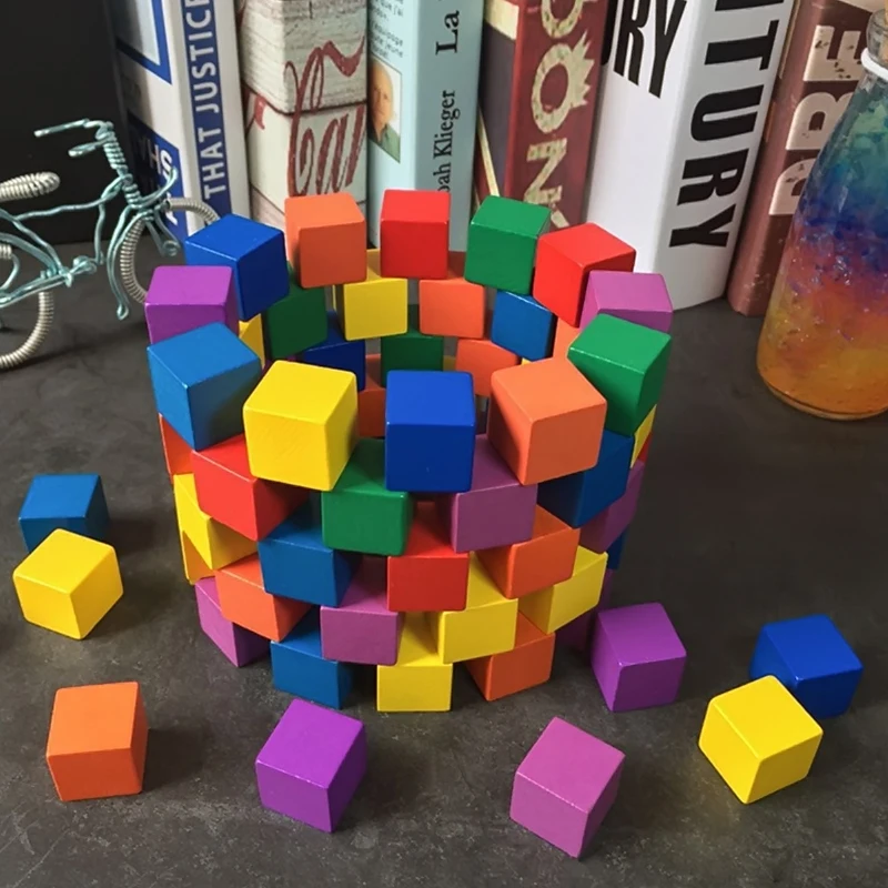 Juguetes de madera Montessori para bebés, bloques de cubo de arco iris, juego de apilamiento, equilibrio, creativo, regalos para niños