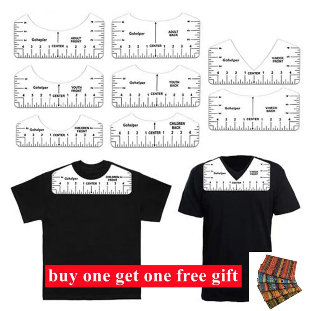 8Pcs T shirt Ruler V Neck Alignment Tool Tee Designing Guide Design For Front And Back Of Clothes Adults Children | Дом и сад