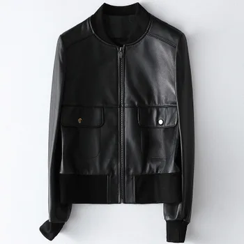 

2020 Women Spring Genuine Real Sheep Leather Jacket H52