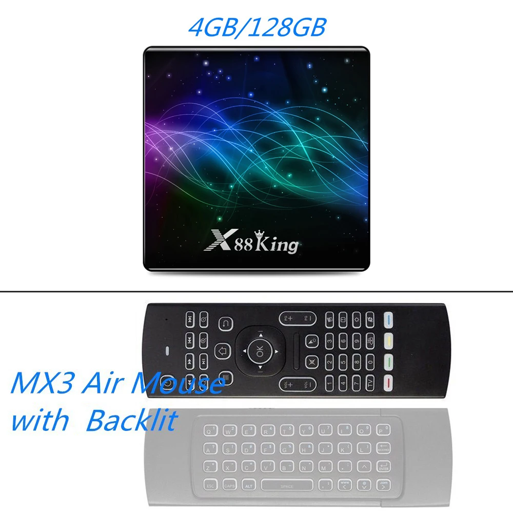 MAAT Amlogic S922X Smart 4 Гб 128 ГБ Android 9,0 ТВ приставка четырехъядерный BT5.0 1000M 4K Google Play Store Youtube телеприставка X88 King - Цвет: X88 Color MX3Backlit