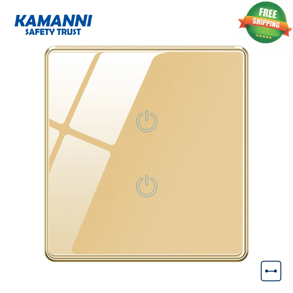 

Kamanni Touch On Off Switch 2 Gang Black/Gold/Grey/Green 4 Colors Switch US Standard 1/2/3/4 Gang 1/2 Way Wall Power Switches