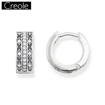 

Hoop Earring Asian Ornament White Trendy Gift For Women High Quality Earring Europe Style 925 Sterling Silver Fashion Jewelry