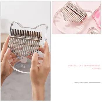 

Thumb Piano Cat Kalimba with Tuning Hammer Mbira Acrylic 17 Keys Clear Sticker Musical Enjoyable Instrument Supplies