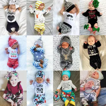 

Christmas Toddler Baby Boys Girls Romper T-shirt Long Pants Outfits Clothes Set