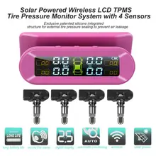 T05 usb зарядка автомобиля TPMS солнечная+ Авто контроль давления в шинах сигнализация температуры в шинах с 4 датчиками розовый