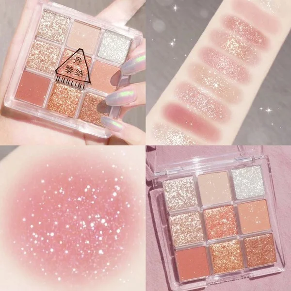 

9 Colors Diamond Glitter Eyeshadow Palette Matte Sequined Eye Shadow Palette Make Up Set Long-lasting Shimmer Cosmetics