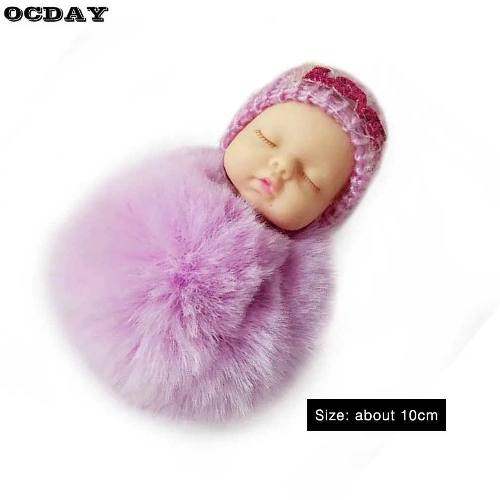 OCDAY Sleeping Baby Doll плюшевый брелок креативный милый маленький мягкий меховой кукольный кулон автомобильный мешок шарм пушистый шар брелок игрушка для детей