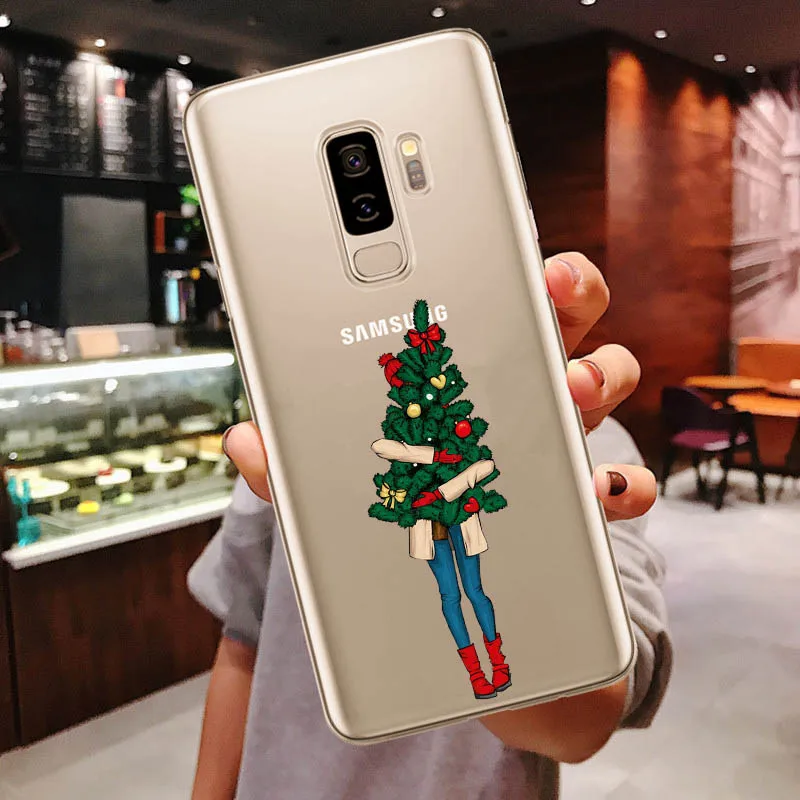 Новогодний Рождественский Санта Клаус снежный олень силиконовый чехол с бантом для Samsung Galaxy S6 S7 Edeg S8 S9 Plus S10 Plus Note 9 S10 Lite