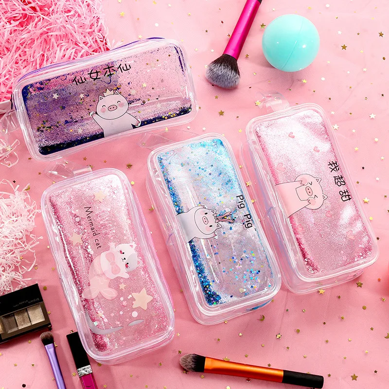 

Pencil Case Quicksand Oil Pencil Pen Bags with Zipper Stationery Pouch Bag Coin Pouch Cosmetic Bag JFlyer