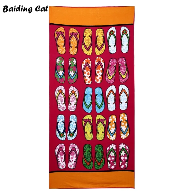 

Summer Orange Flip Flop Printed Beach Towel 150*70cm Floral Large Adult Kids Microfiber Bath Towel Yoga Picnic Blanket Shawl