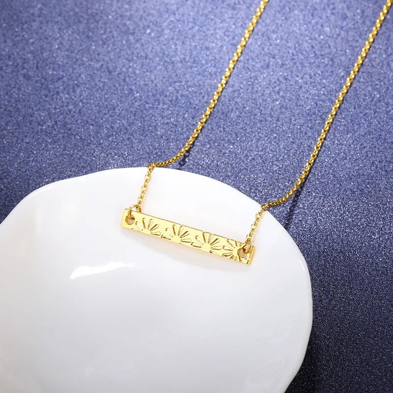 Fashion Horizontal Strip Bar Pendants Necklace Print Stainless Steel Neck Chain New Simple Necklaces For Women 2021 Jewelry Gift | Украшения