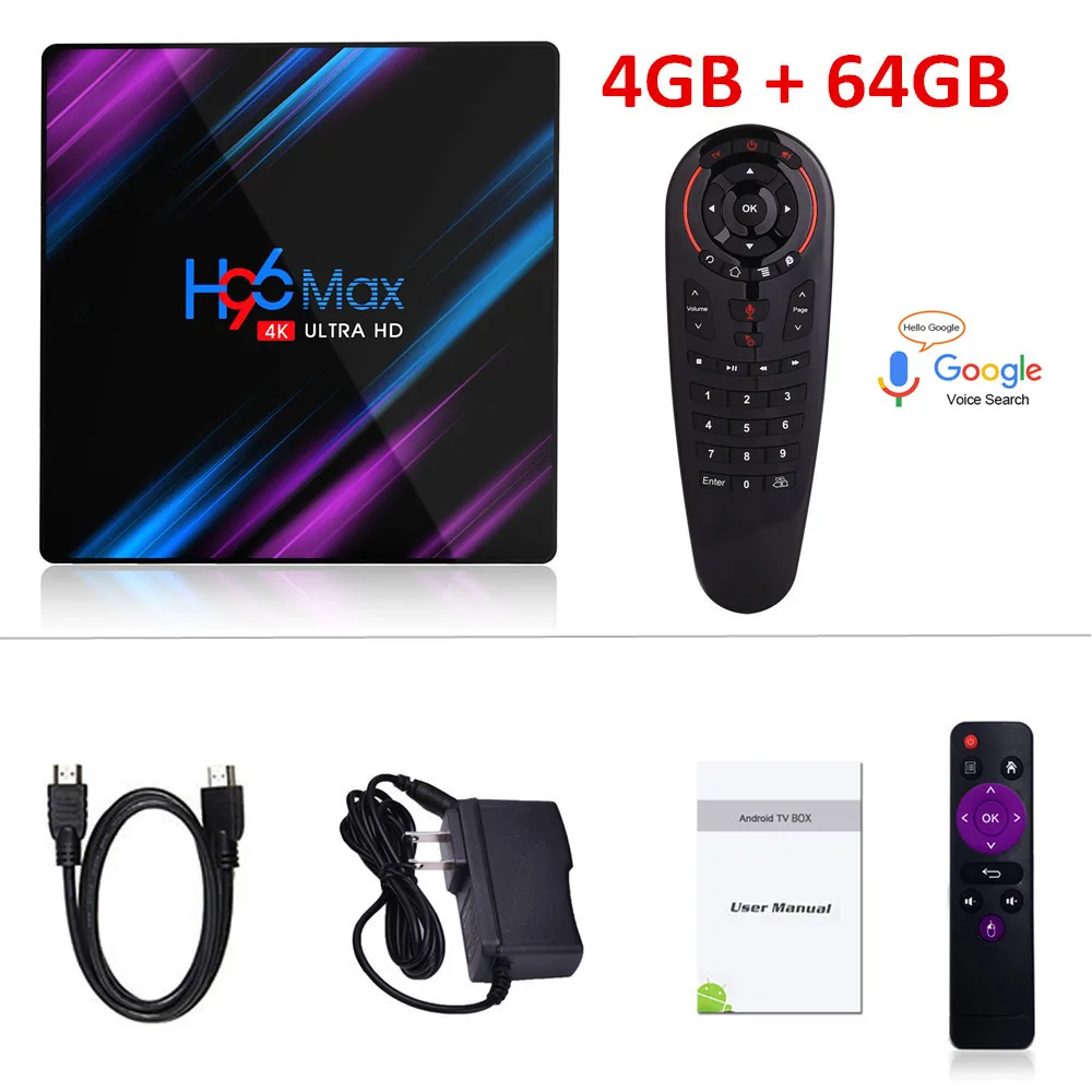 4GB64GB G30s voice Kebidumei H96 MAX Android 9,0 tv Box 4 ГБ ОЗУ 64 Гб H.265 Rockchip RK3318 4K голосовой помощник потоковый медиаплеер 2GB16GB - Цвет: 4GB64GB G30s voice