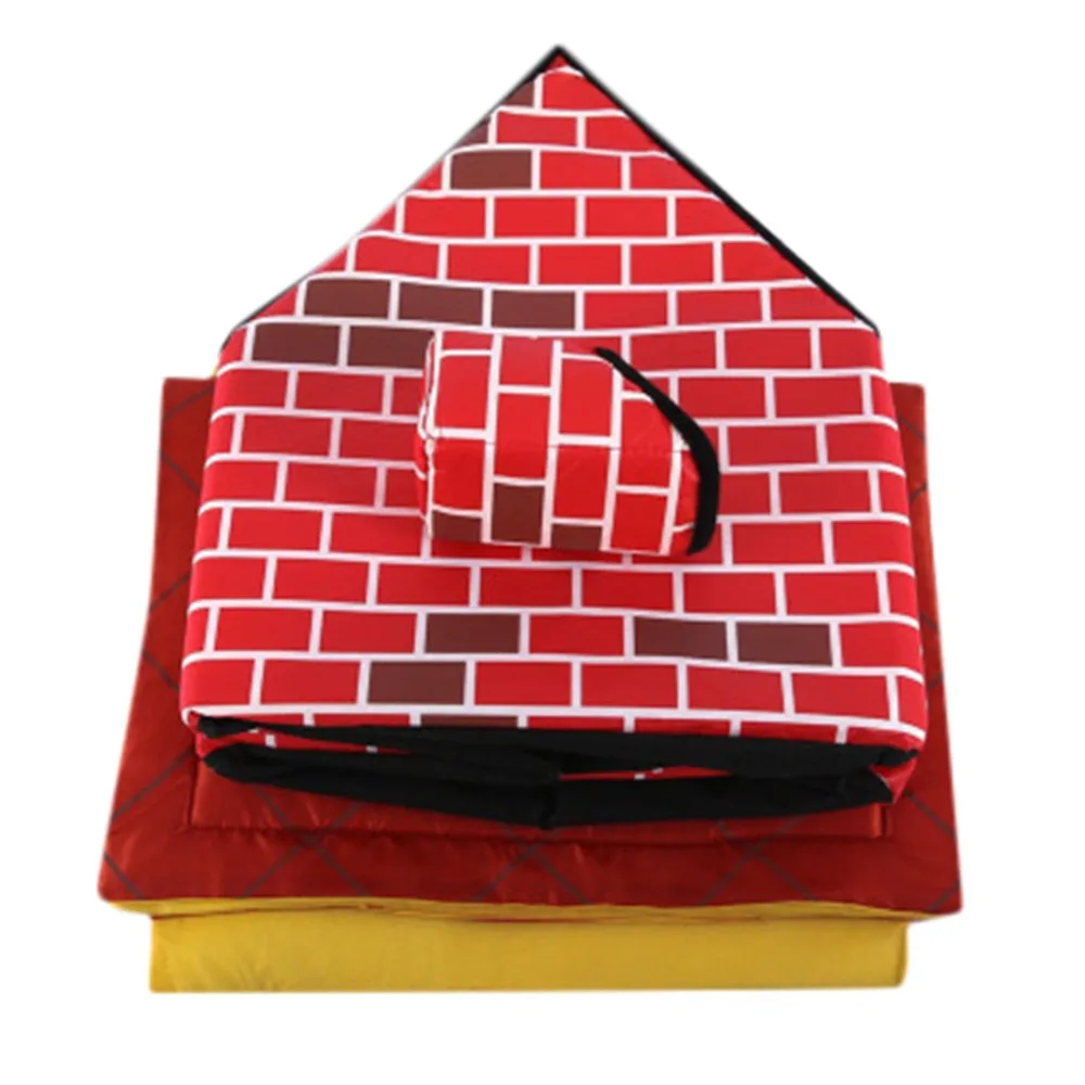 Foldable dog house pet bed tent cat litter indoor portable travel puppy mat cave red brick pet nest kocyk dla psa 30O9 (5)