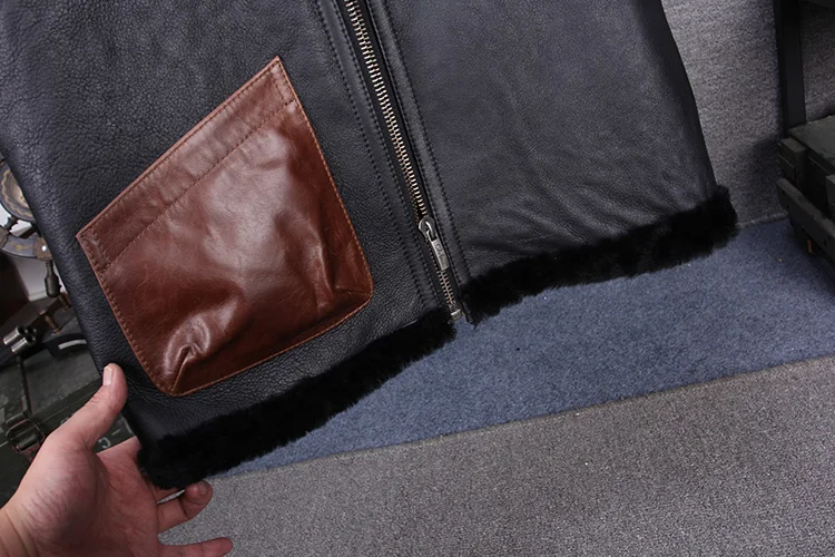 Black Men Keep Warm Slim Fit Genuine Shearling Vest Plus Size XXXL Autumn Casual Russian Leather Vest