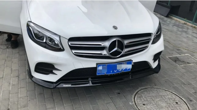 Для benz GLC X253 спойлер гриль GT стиль для GLC260 GLC200 GLC250 GLC300 Передняя губная дефлектор Декоративная полоса - Цвет: black front spoiler