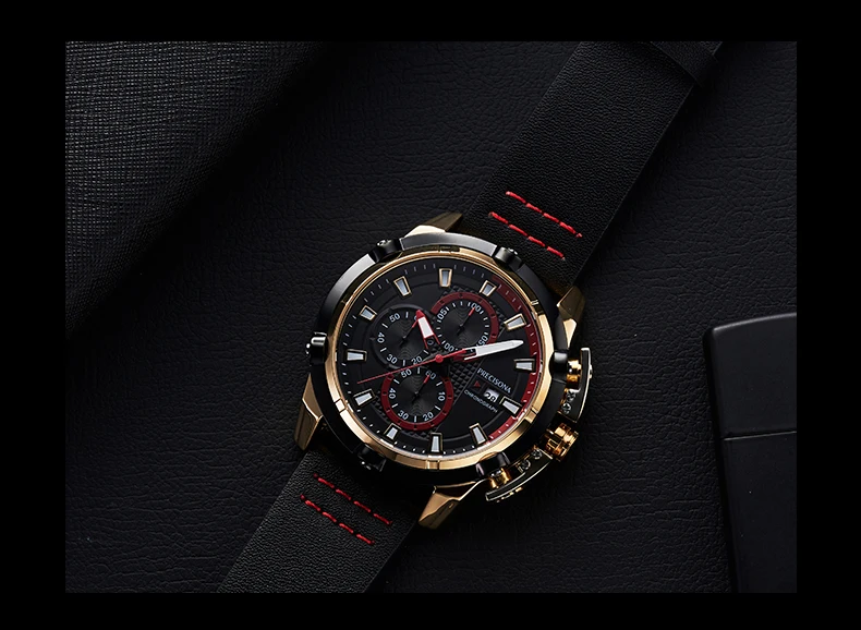 Новые модные мужские часы Топ бренд класса люкс Большой циферблат военные кварцевые часы кожа сталь водонепроницаемые спортивные часы с хронографом для мужчин