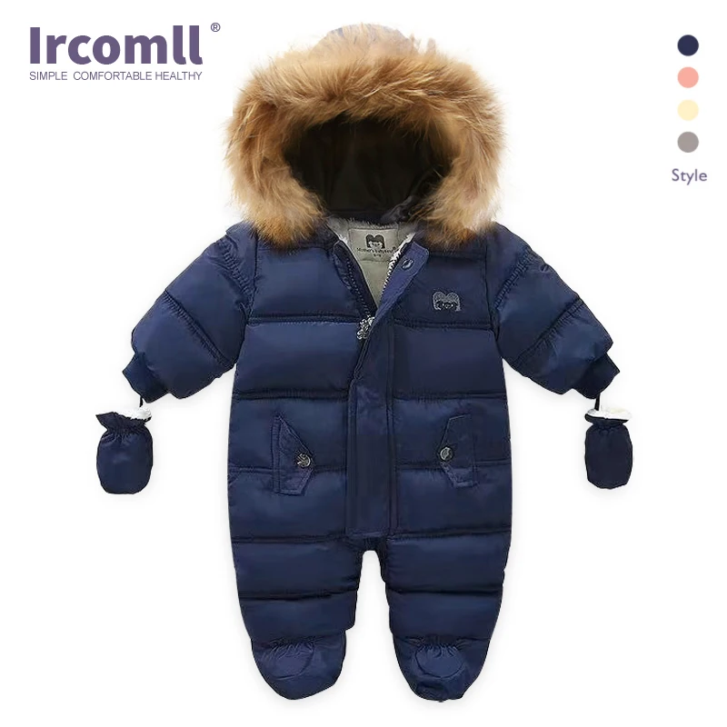 Boy Jumpsuit Overalls Girl Toddle Baby Winter New Born Children Outerwear Hooded Fleece